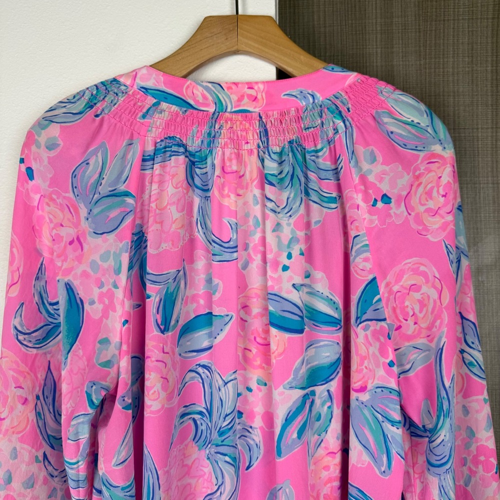 Lilly Pulitzer Elsa Silk Blouse Prosecco Pink Pinking Positive - Picture 11 of 14